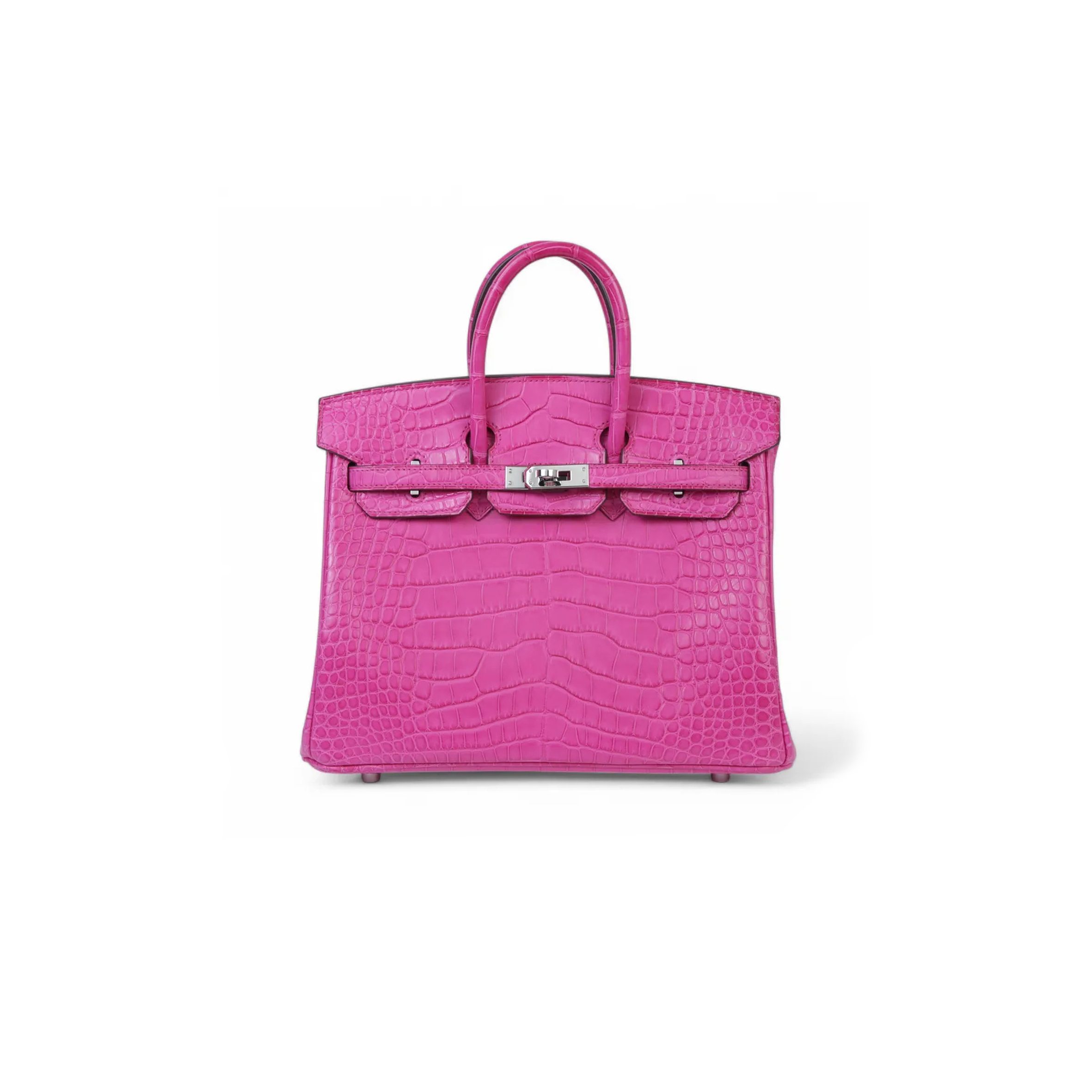 H**mes master birkin 25 crocodile leather peach pink silver buckle h041354ck24 (25*20*13cm)